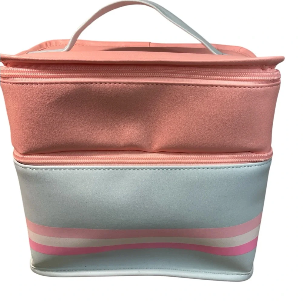 Jadelynn Brooke Pink and White Striped Kids Cosmetic Bag